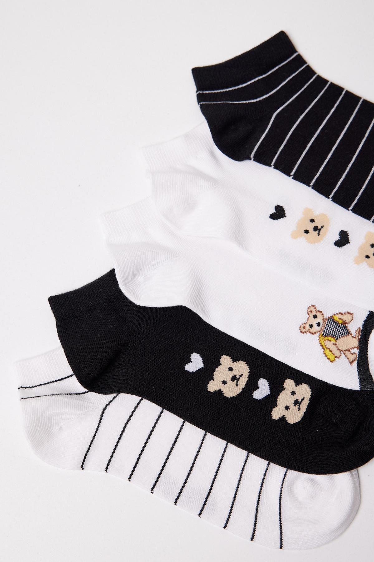 Teddy Bear Printed Ankle Socks 5-Pack