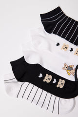 Teddy Bear Printed Ankle Socks 5-Pack