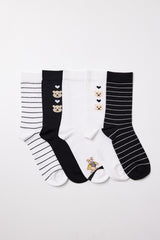 Unisex Teddy Bear Socket Socks 5-Pack