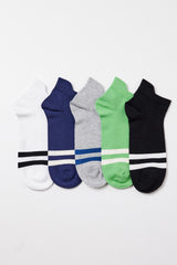 Men's Striped Ankle Booties Socks 5-Pack