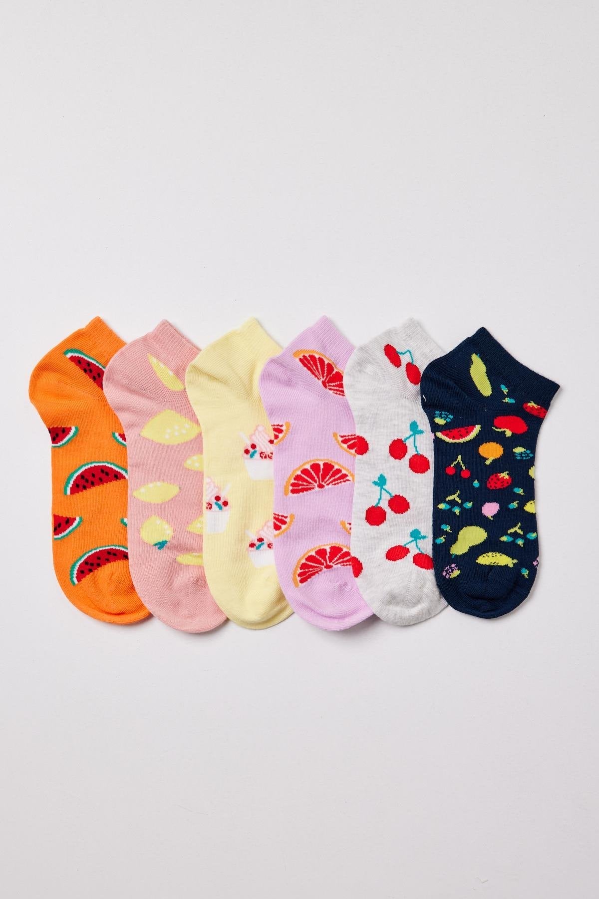Girls fruit patterned ankle socks 6-pack
