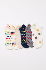 Girls heart patterned ankle socks 6-pack