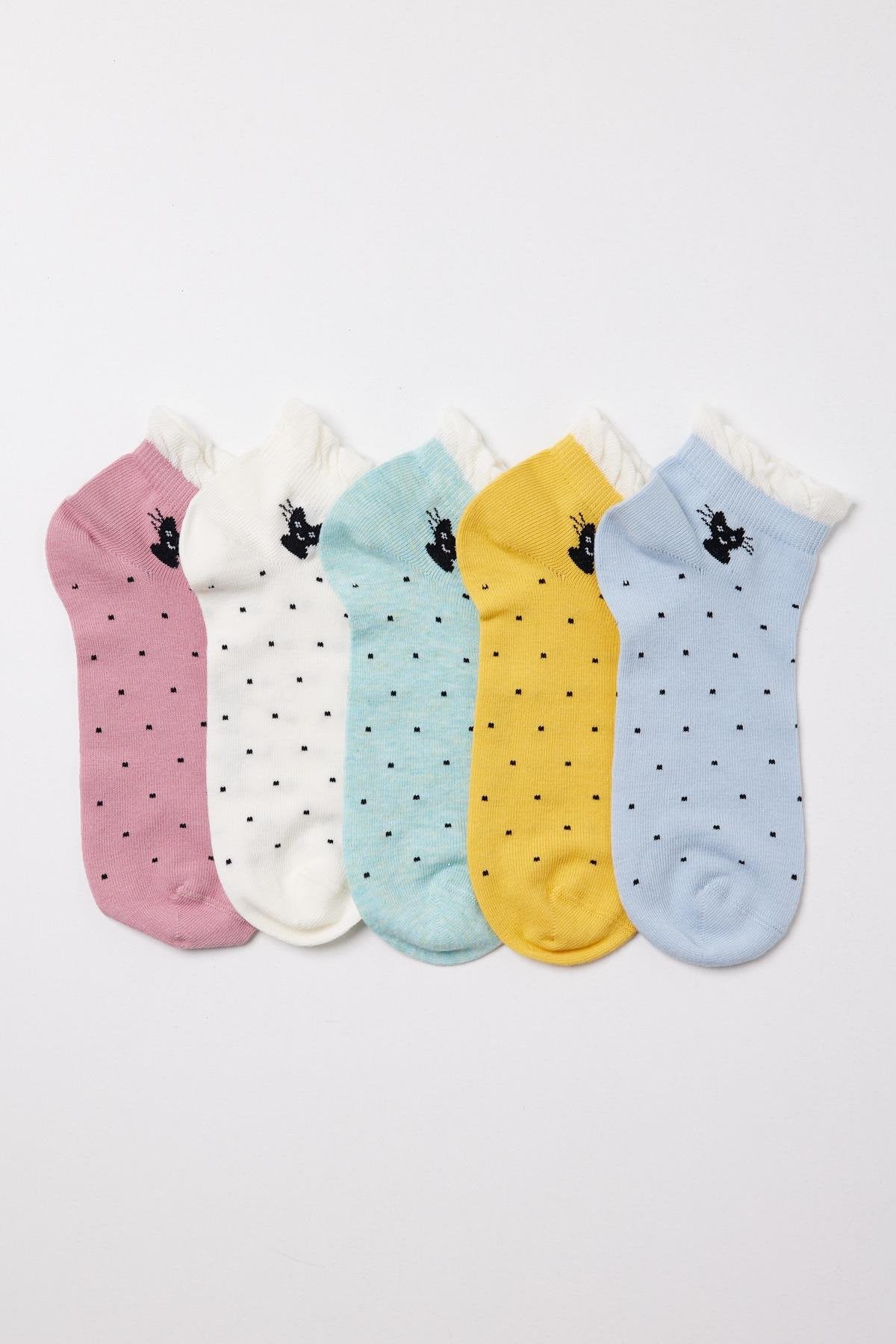 Women's Cat Patterned Ankle Socks 5-Pack