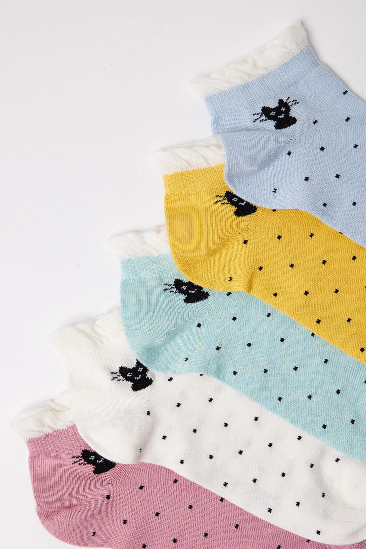 Women's Cat Patterned Ankle Socks 5-Pack