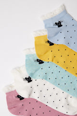 Women's Cat Patterned Ankle Socks 5-Pack