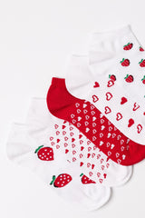 Girl strawberry patterned ankle socks 5-pack
