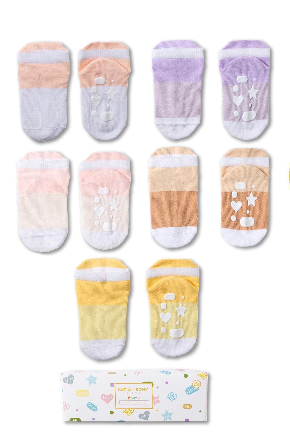 Baby Non-Slip Bootie Socks Boxed 5-pack