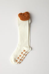 Girls Teddy Bear Detailed Knee High Socks