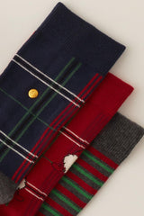 Men's Boxed Striped Patterned New Year's Socks 3-Pack