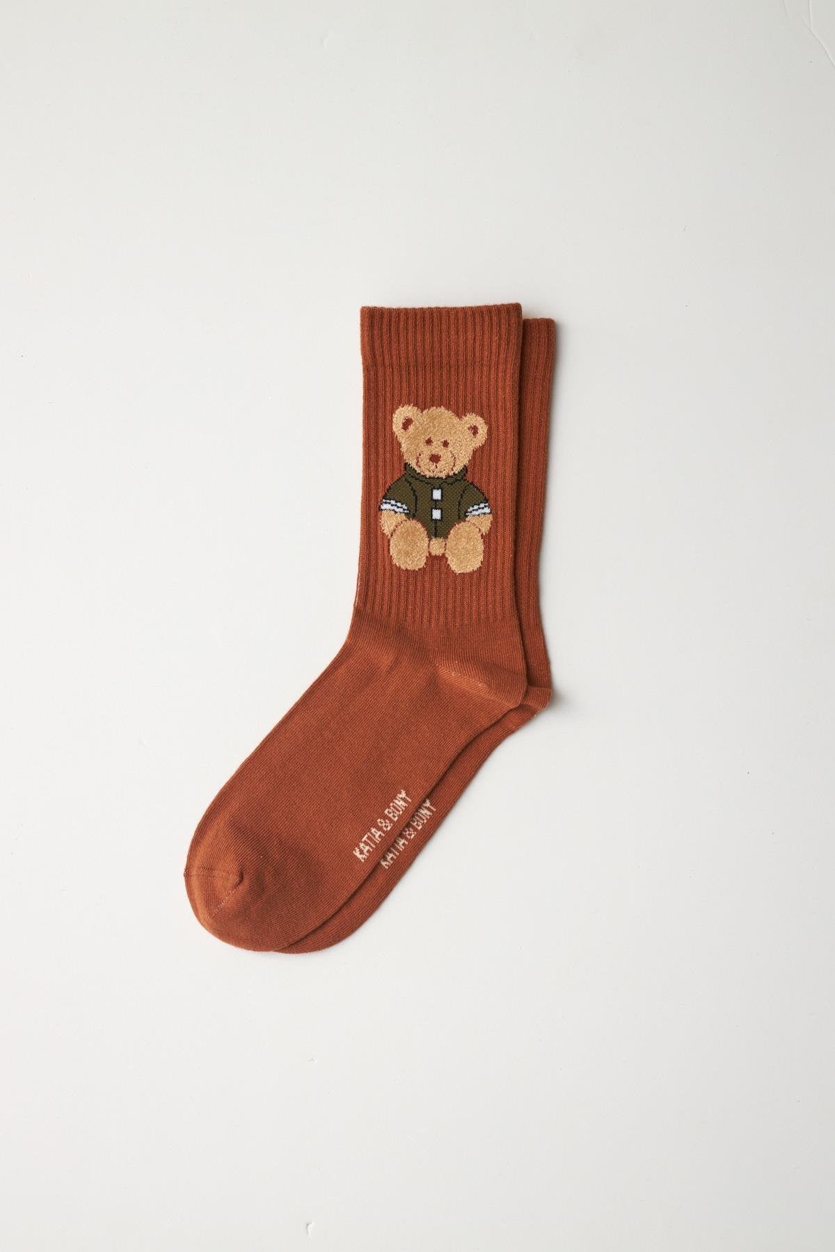 Teddy Patterned Socket Sock