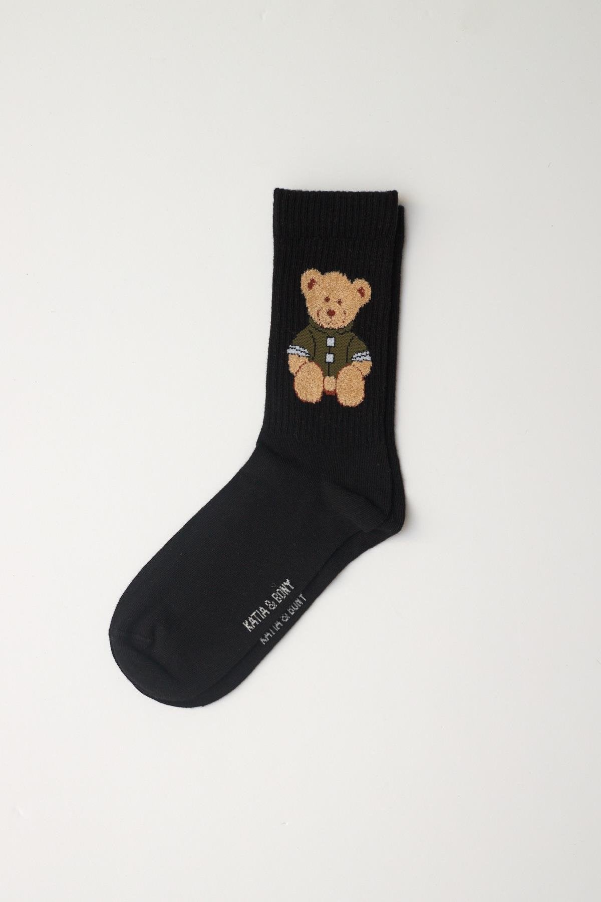 Teddy Patterned Socket Sock