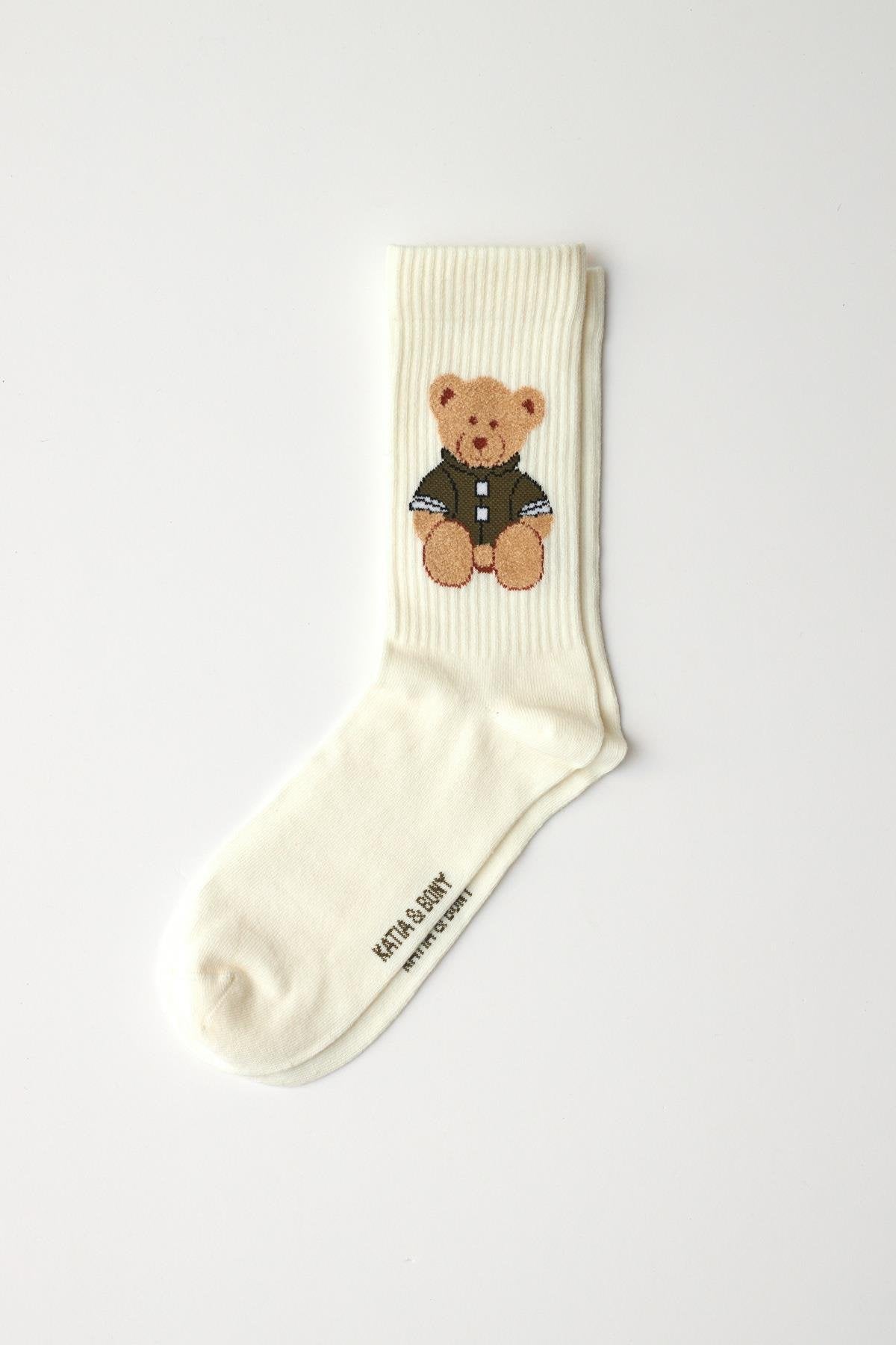 Teddy Patterned Socket Sock