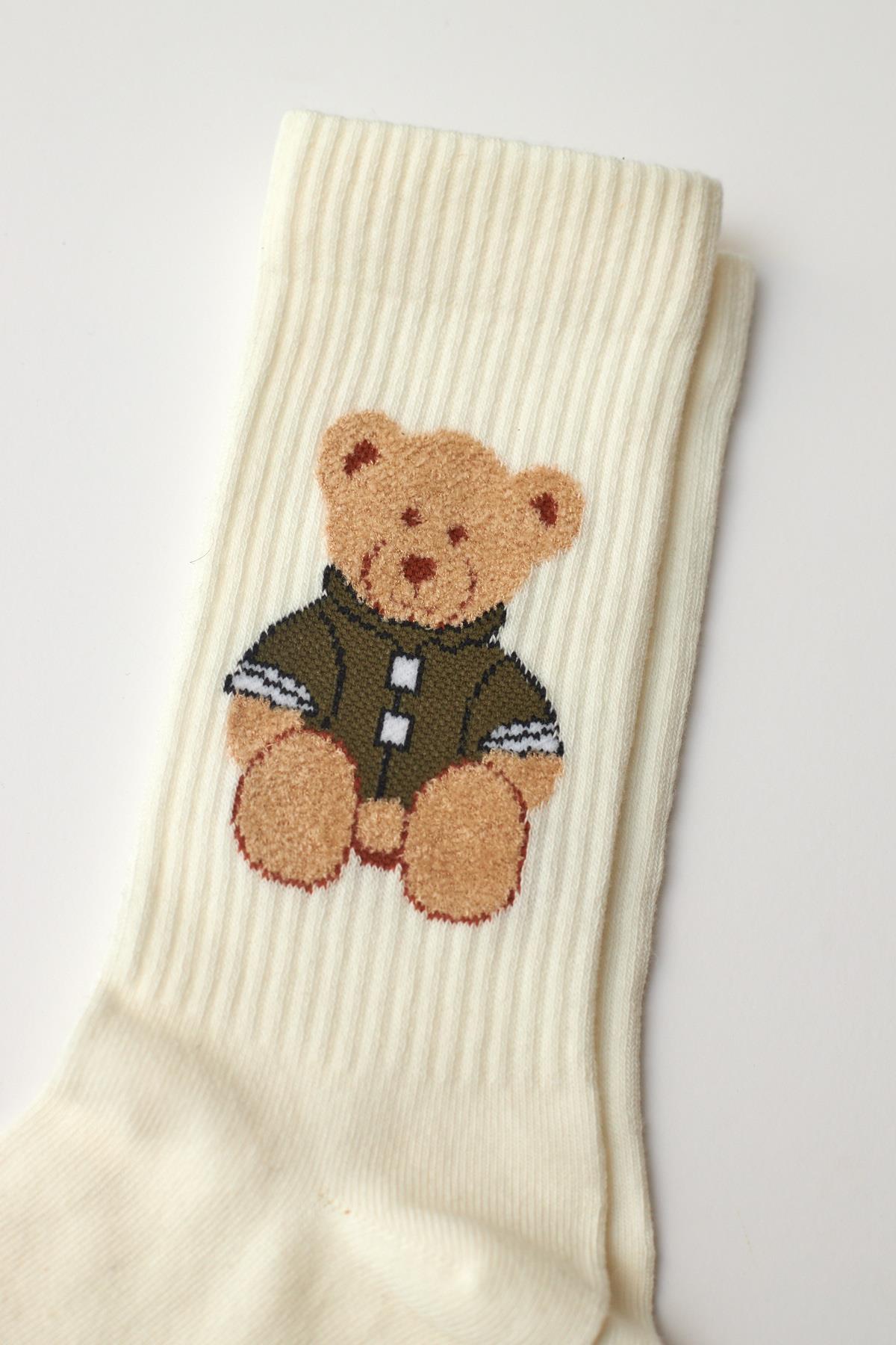 Teddy Patterned Socket Sock