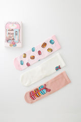 Women's Macaron Patterned Boxed Socks 3-Pack