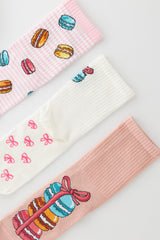 Women's Macaron Patterned Boxed Socks 3-Pack