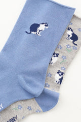 Cat Patterned Viscose Socket Socks 2-Pack