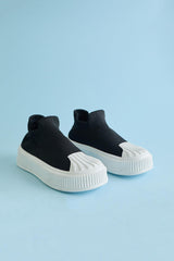 Children's Back To School Sock Sneakers - Black & White