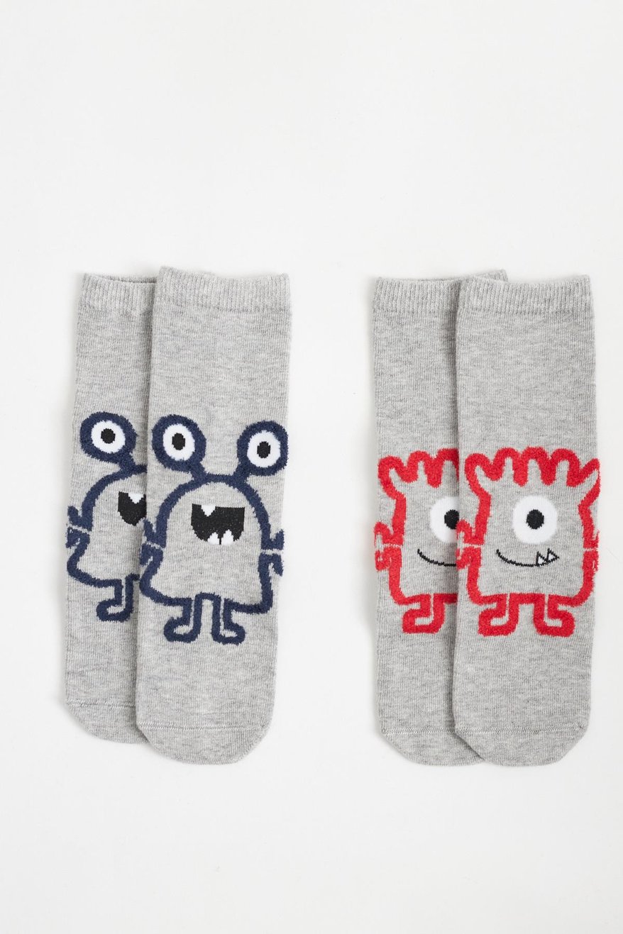 Kids Monster Ankle Socks 2-Pack