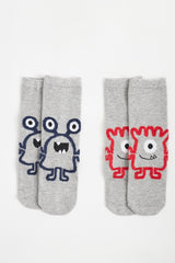 Kids Monster Ankle Socks 2-Pack