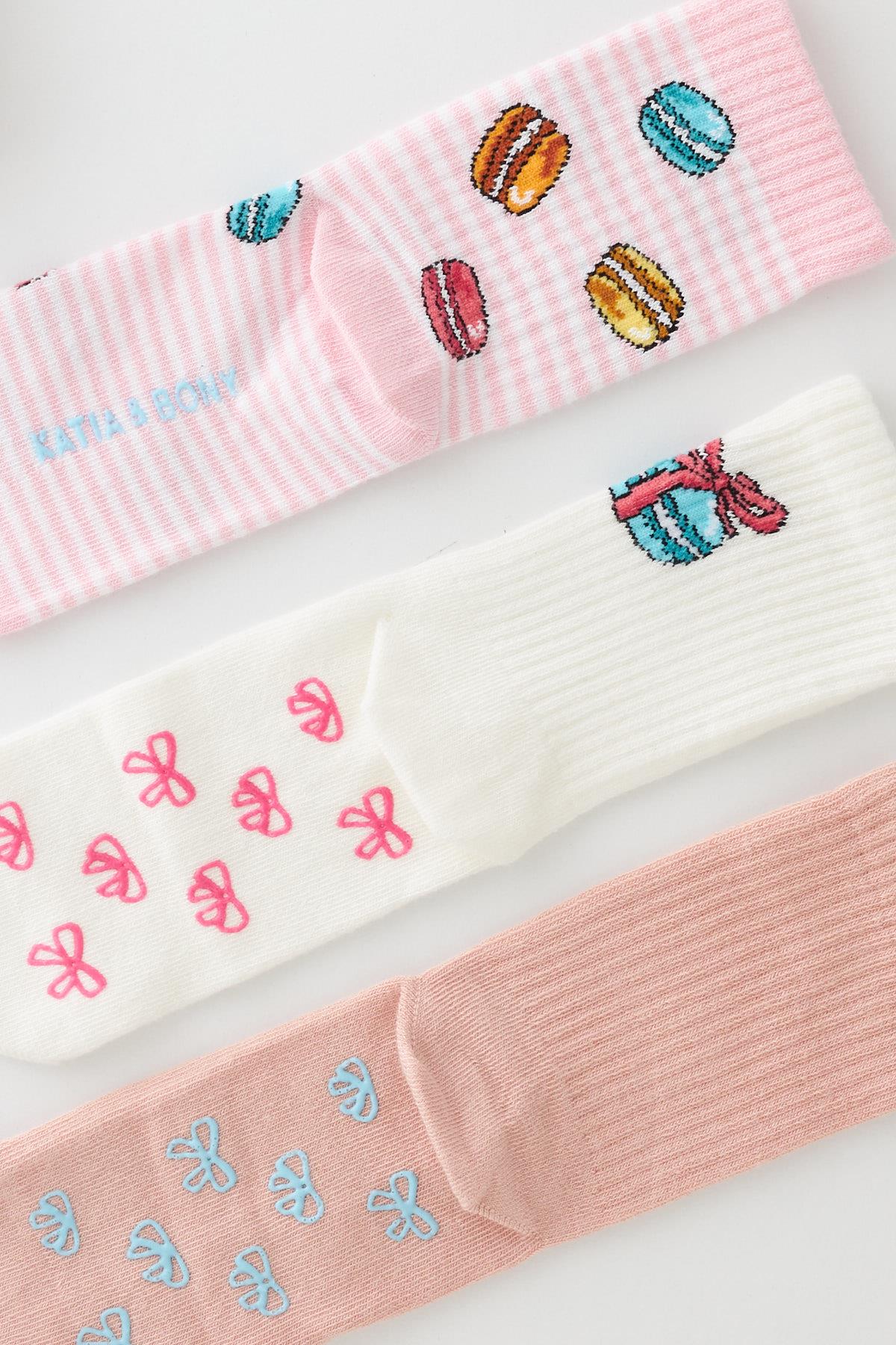 Girls Macaron Boxed Socks 3-Pack