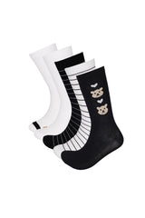 Unisex Teddy Bear Socket Socks 5-Pack