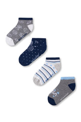 Boys Planet Printed Ankle Socks 4-Pack