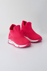 Children's Fuchsia Sole Text Printed Sock Sneakers
