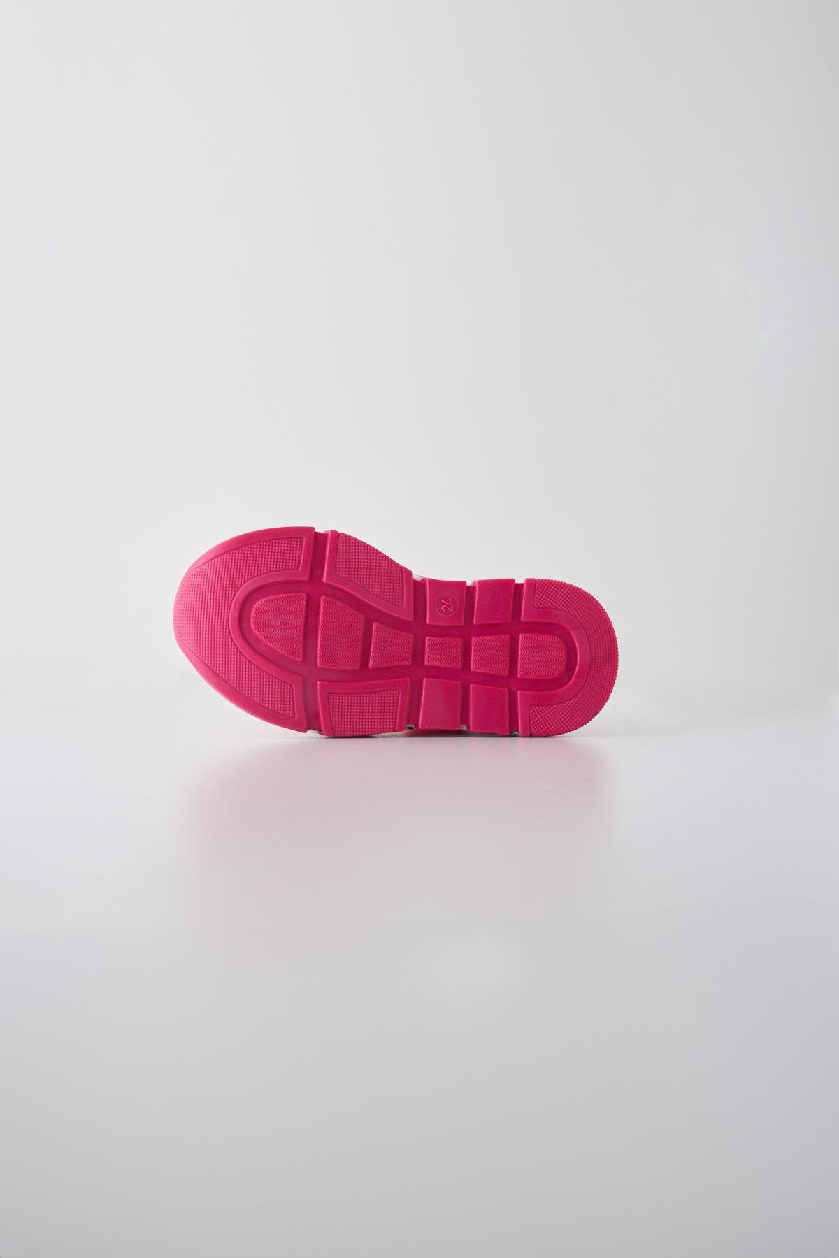Children's Fuchsia Sole Text Printed Sock Sneakers