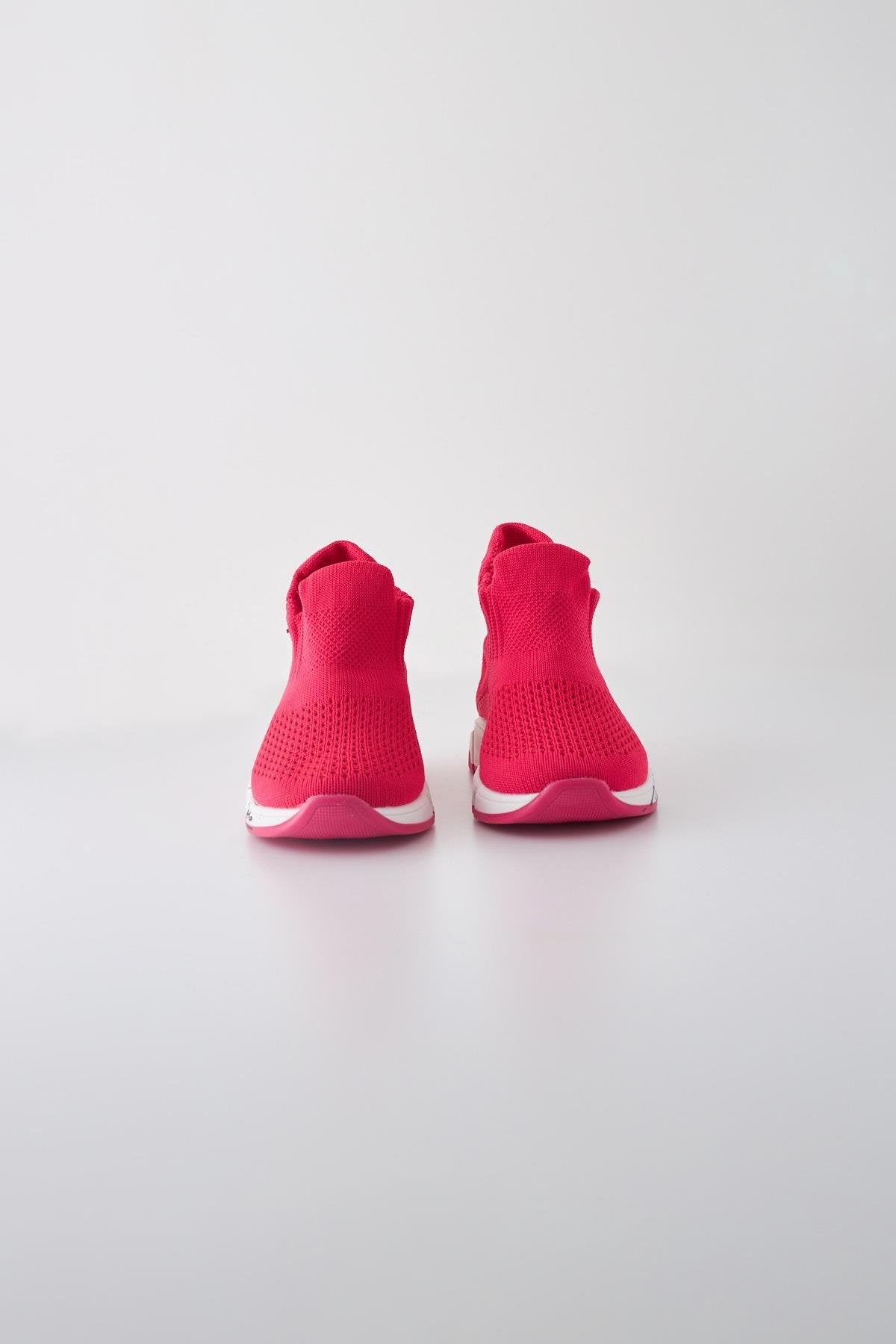 Children's Fuchsia Sole Text Printed Sock Sneakers
