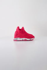 Children's Fuchsia Sole Text Printed Sock Sneakers