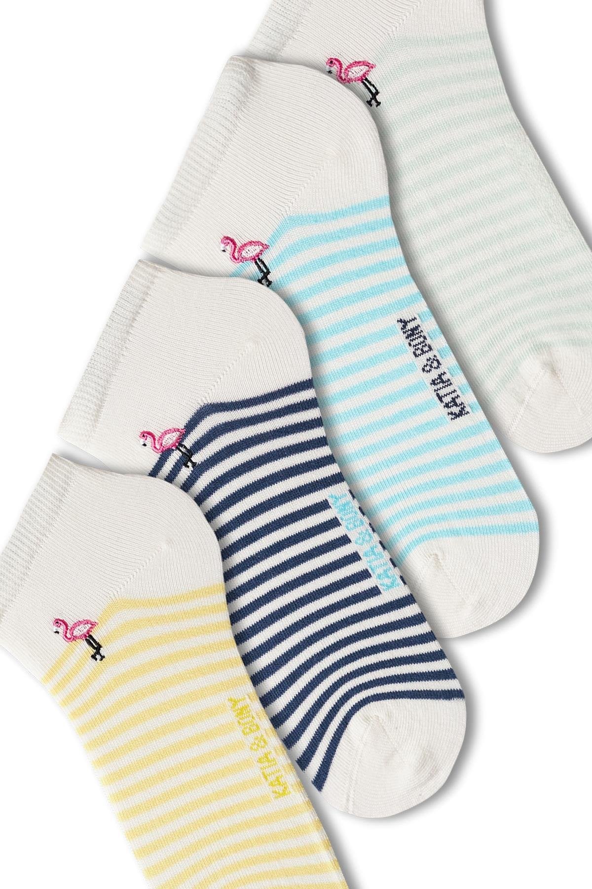 Girls flamingo patterned ankle socks 4-pack