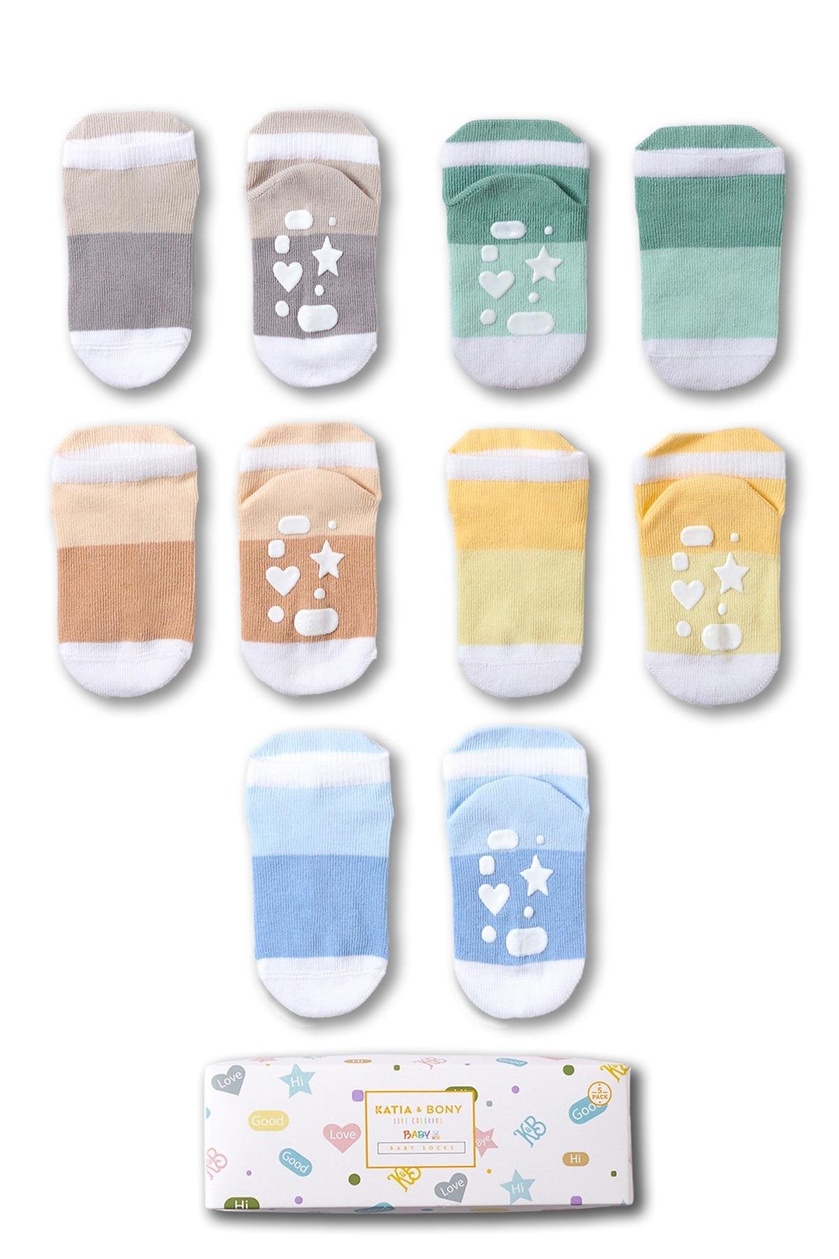 Baby Non-Slip Bootie Socks Boxed 5-pack