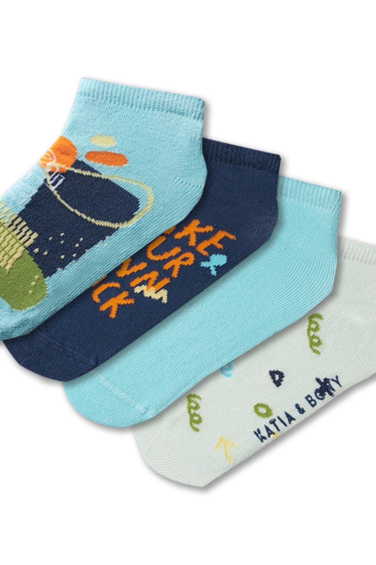Boy's Smiling Face Ankle Socks 4-Pack