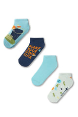 Boy's Smiling Face Ankle Socks 4-Pack