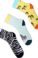 Children's zebra patterned ankle socks 3-pack