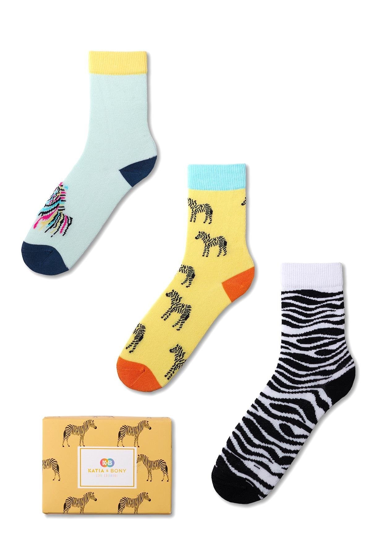 Children's zebra patterned ankle socks 3-pack