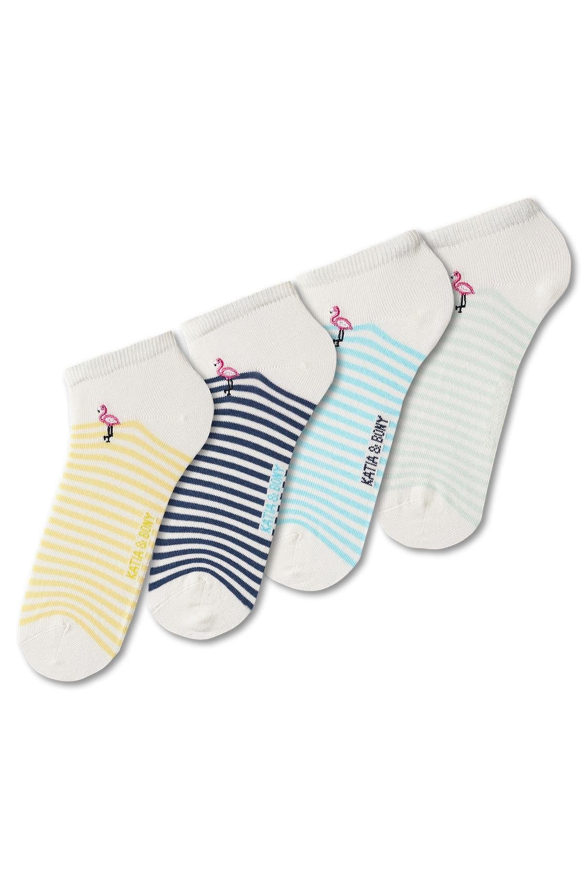 Girls flamingo patterned ankle socks 4-pack