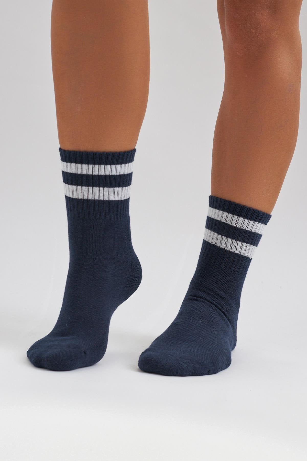 Men's Towel Base Striped Short Ankle Socks