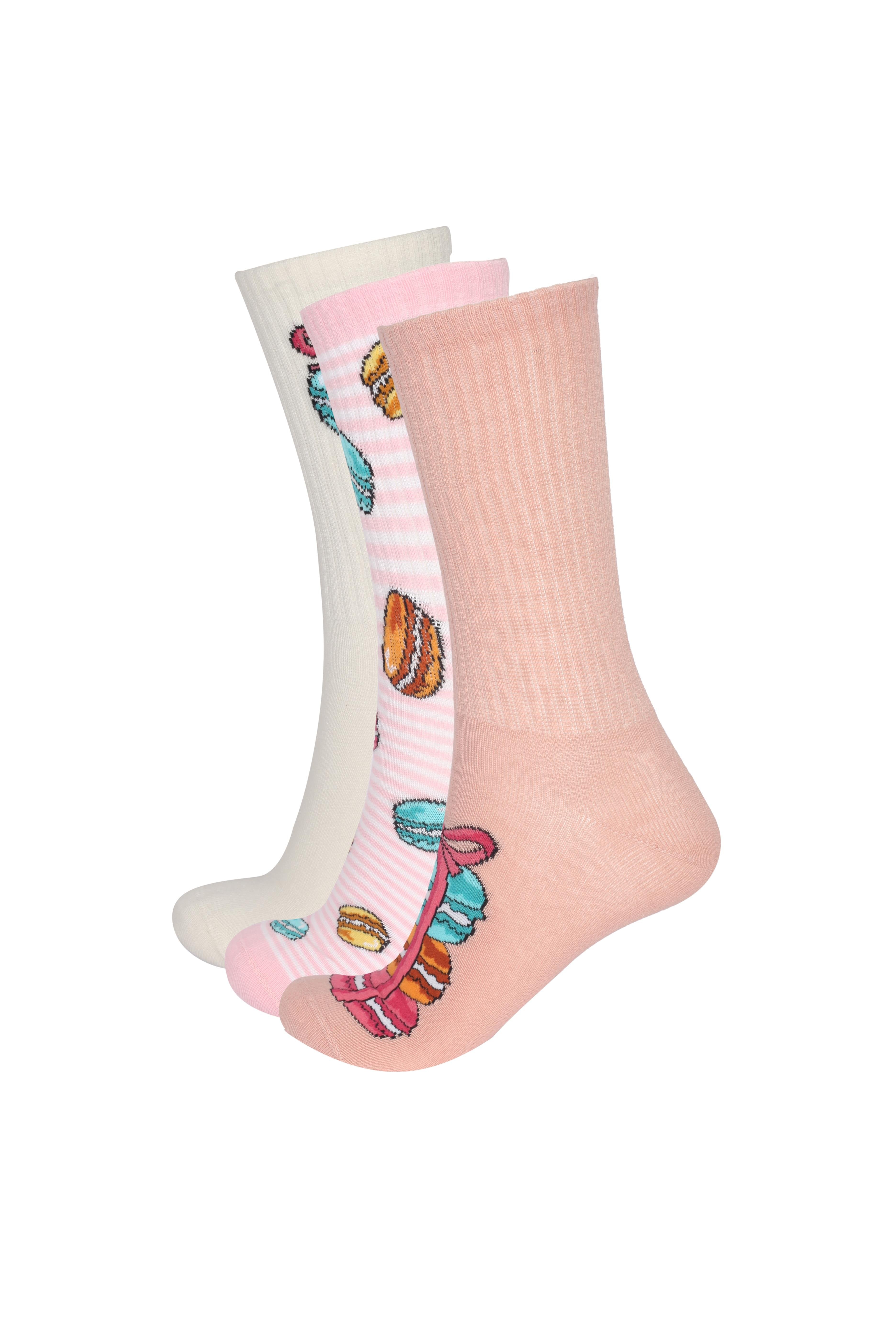 Women's Macaron Patterned Boxed Socks 3-Pack