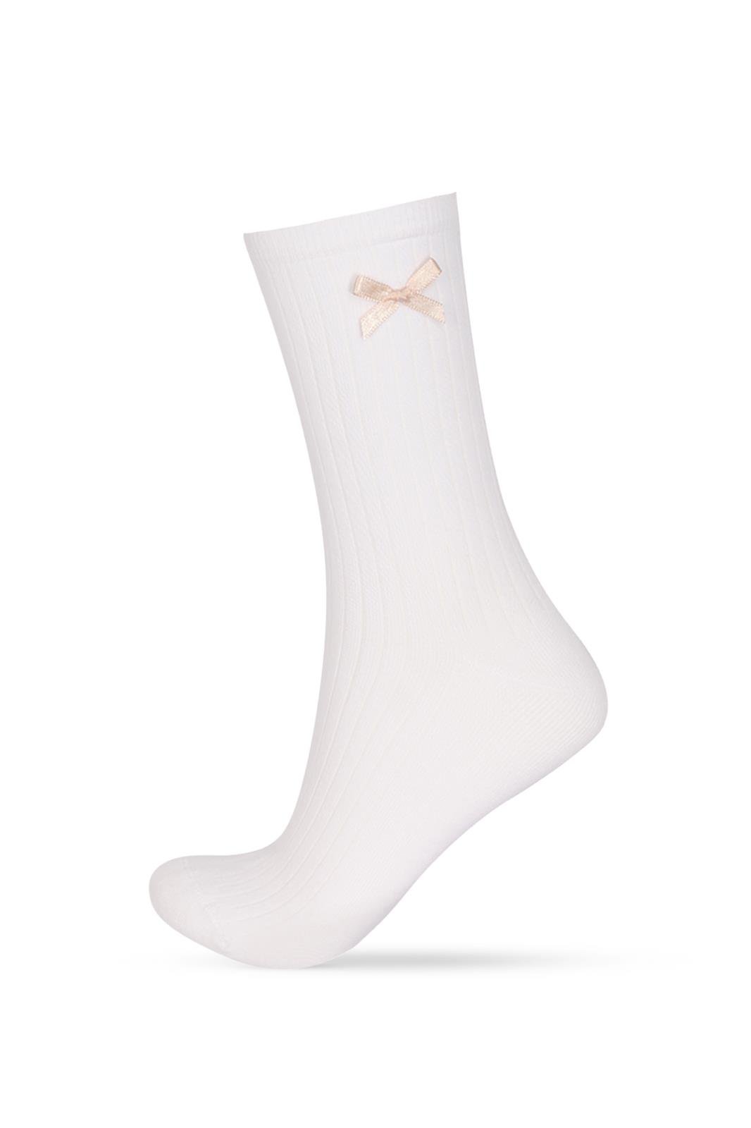 Women's Bear Ribbon Detailed Socket Socks 3-Pack