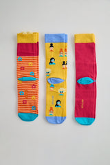 Floral Patterned Socket Socks 3-Pack Boxed