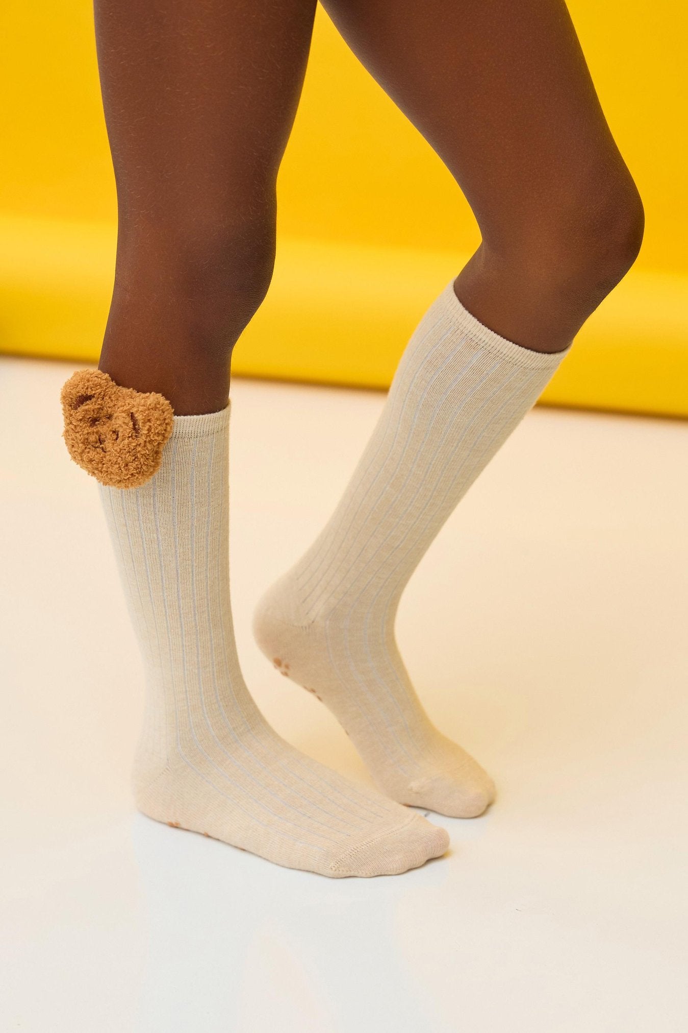 Girls Teddy Bear Detailed Knee High Socks