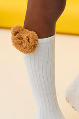 Girls Teddy Bear Detailed Knee High Socks