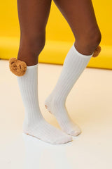 Girls Teddy Bear Detailed Knee High Socks