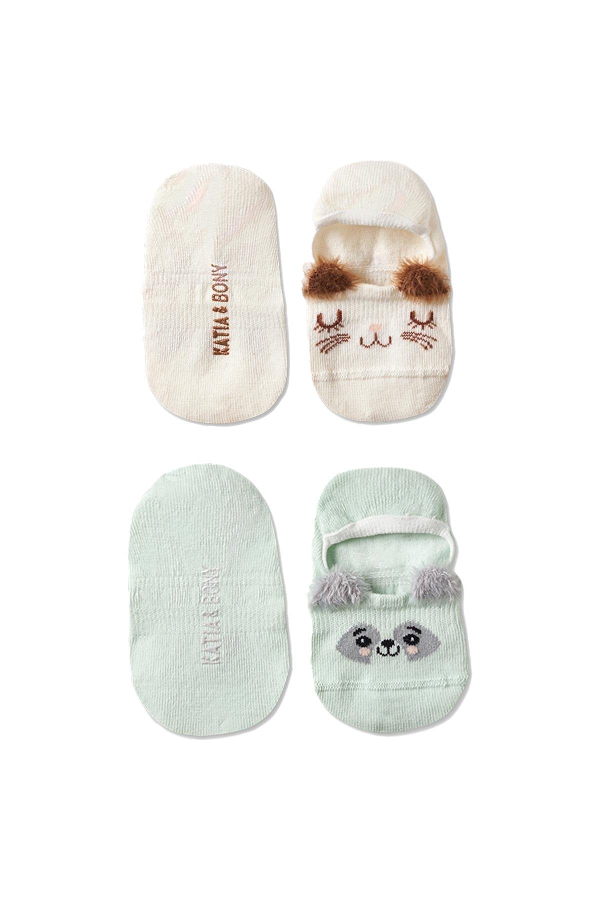 Girls pom pom ballerina socks 2-pack