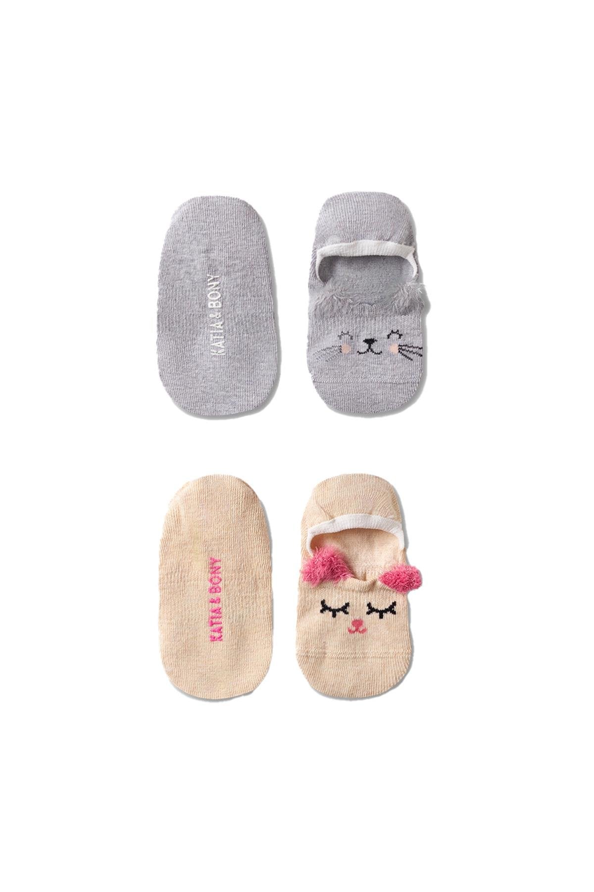 Girls pom pom ballerina socks 2-pack