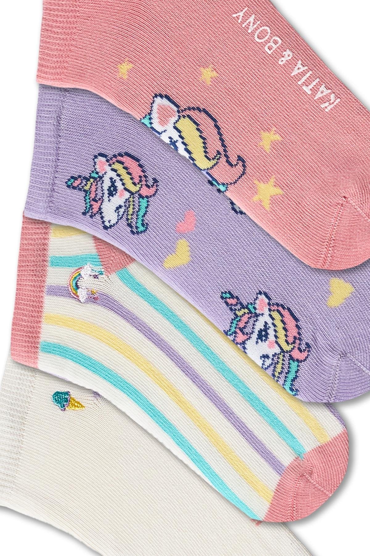 Girls unicorn ankle socks 4-pack