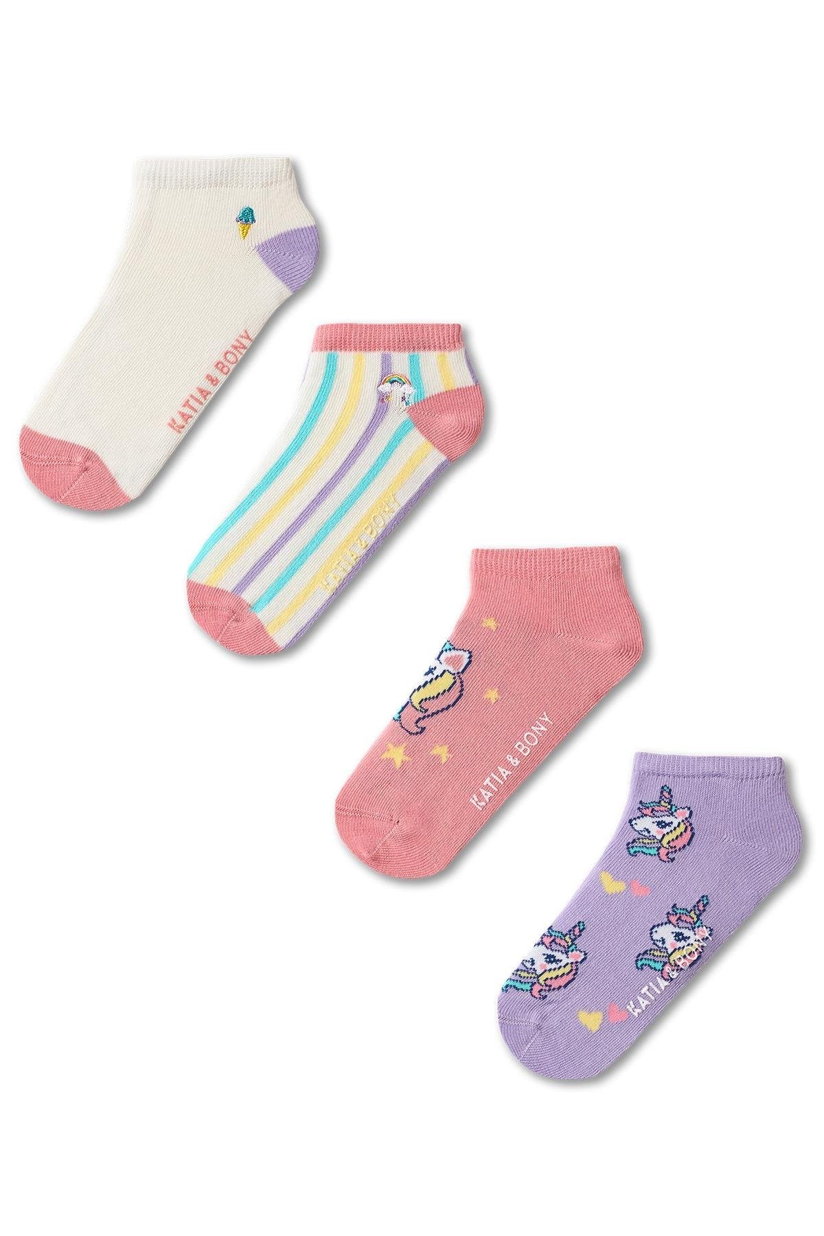 Girls unicorn ankle socks 4-pack