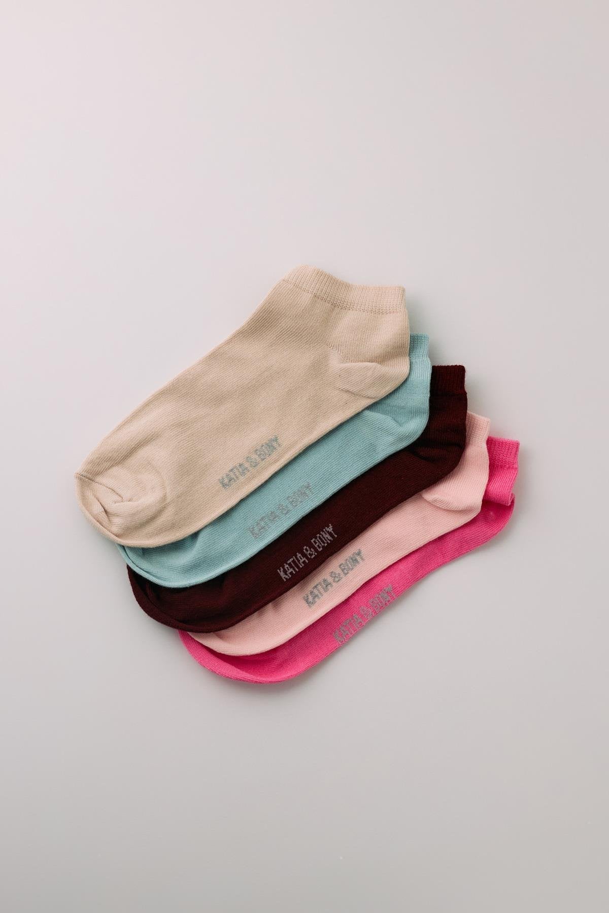 Women's Pink Mix Step Socks 5-Pack