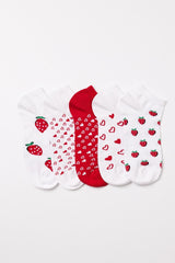 Girl strawberry patterned ankle socks 5-pack